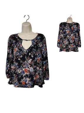 American Eagle Outfitters 3/4 Balloon Sleeve Keyhole Neck Floral S/P